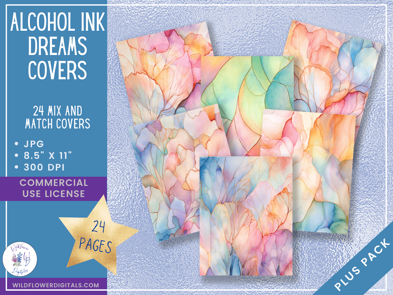 mockup of alcohol ink dreams covers digital papers mix and match papers