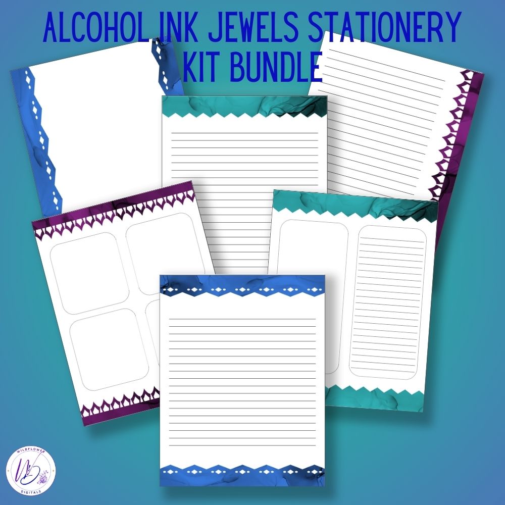 mockup of alcohol ink jewels stationery kit mix and match stationery designs