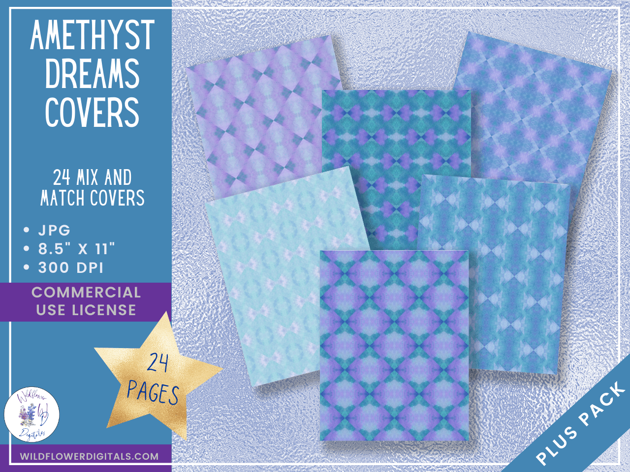 mockup of amethyst dreams covers digital papers mix and match