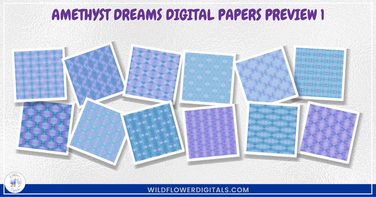 preview mockup of amethyst dreams digital papers mix and match papers