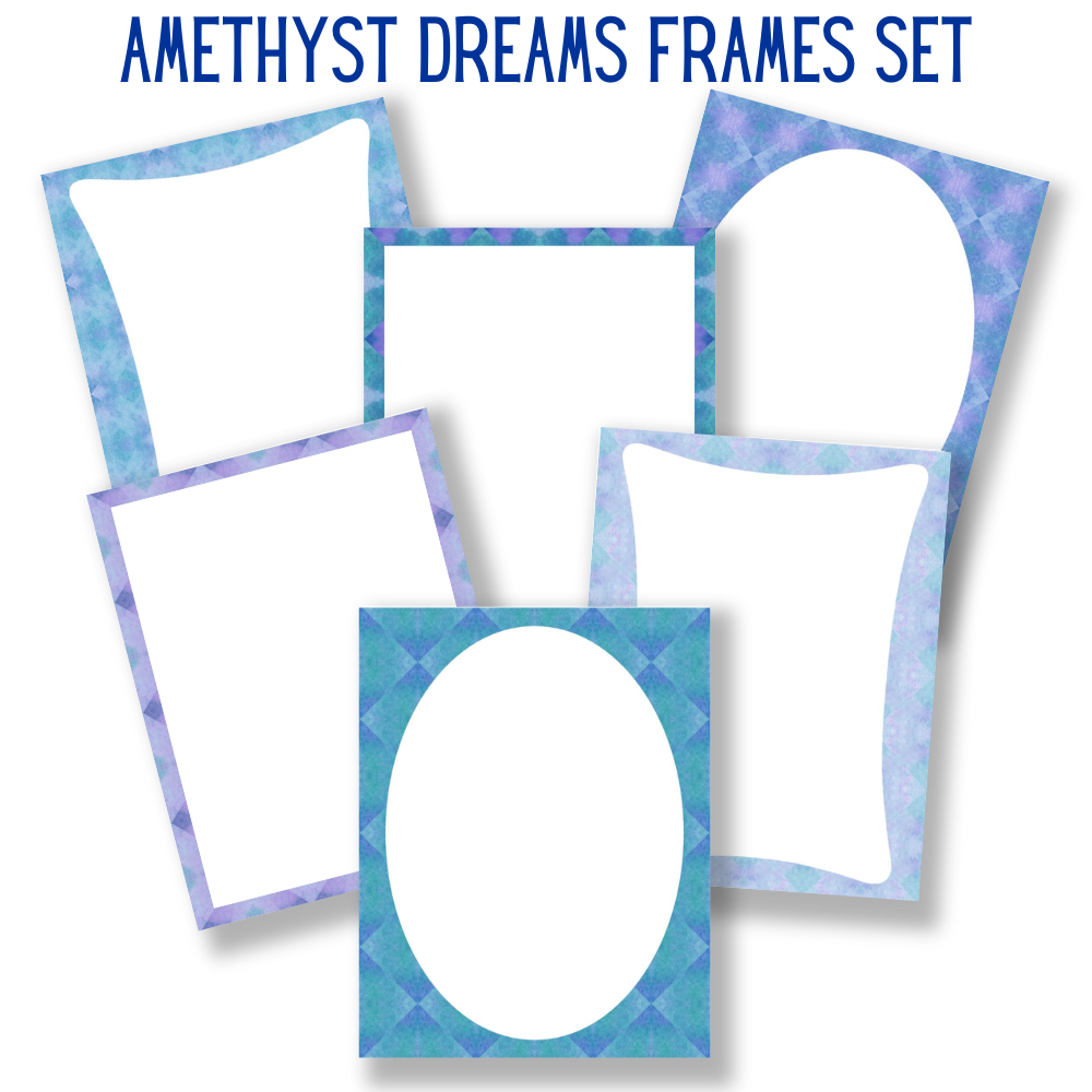 mockup of amethyst dreams frames set mix and match stationery designs