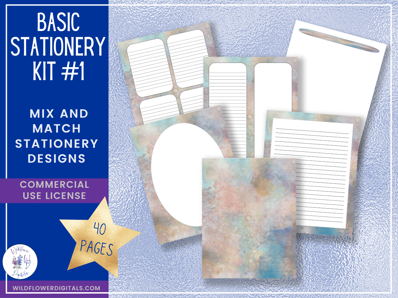 mockup of bundle for basic stationery kits 1-5 mix and match stationery designs