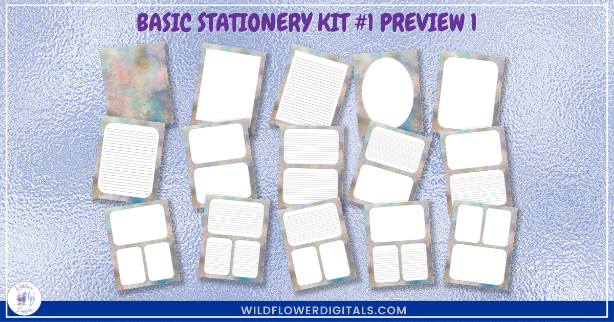 preview mockup of basic stationery kit 1 mix and match stationery designs