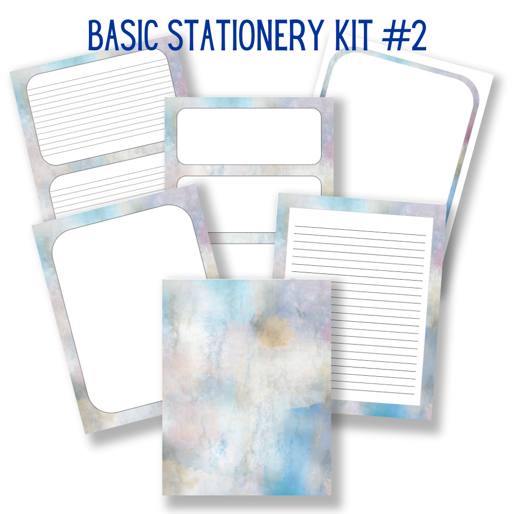mockup of basic stationery kit 2 mix and match stationery designs