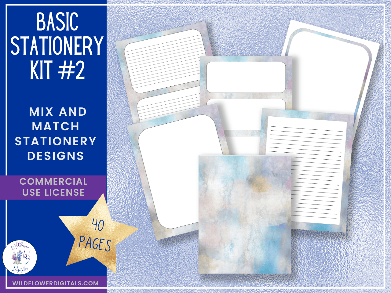 mockup of bundle for basic stationery kits 1-5 mix and match stationery designs