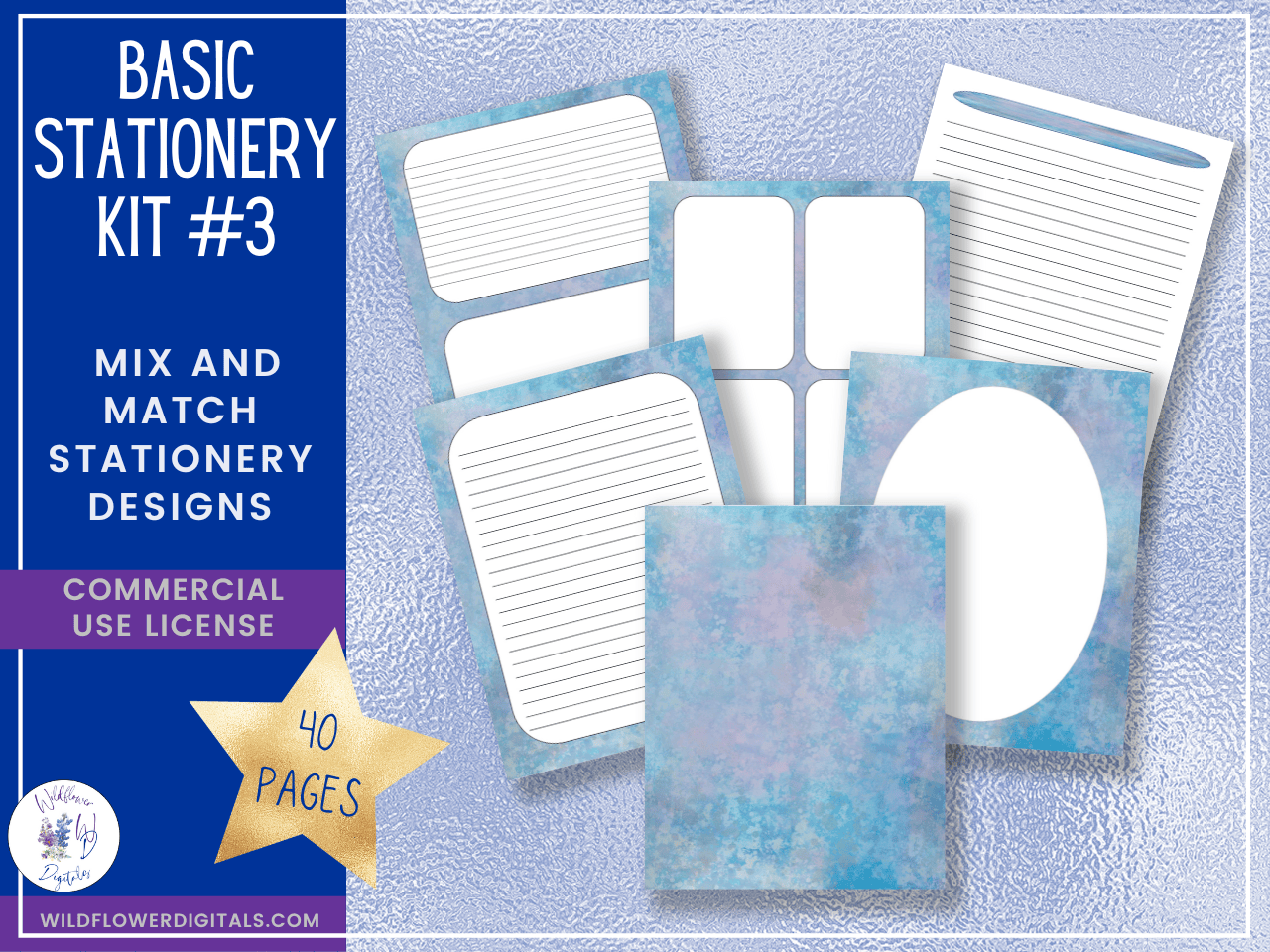 mockup of bundle for basic stationery kits 1-5 mix and match stationery designs