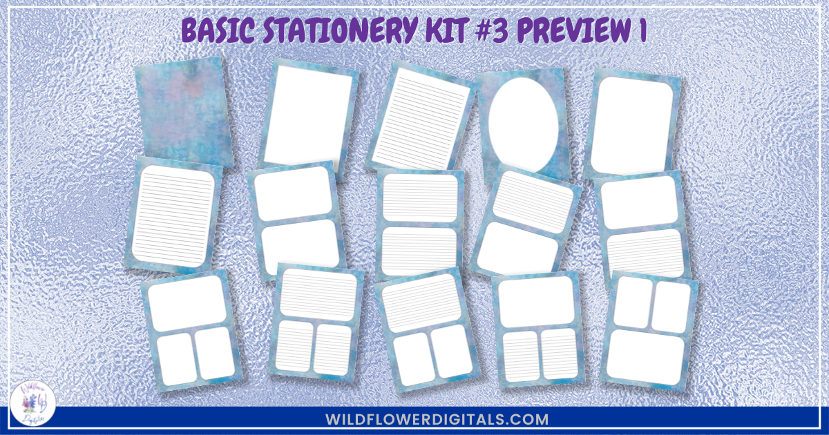 preview mockup of basic stationery kit 3 mix and match stationery designs