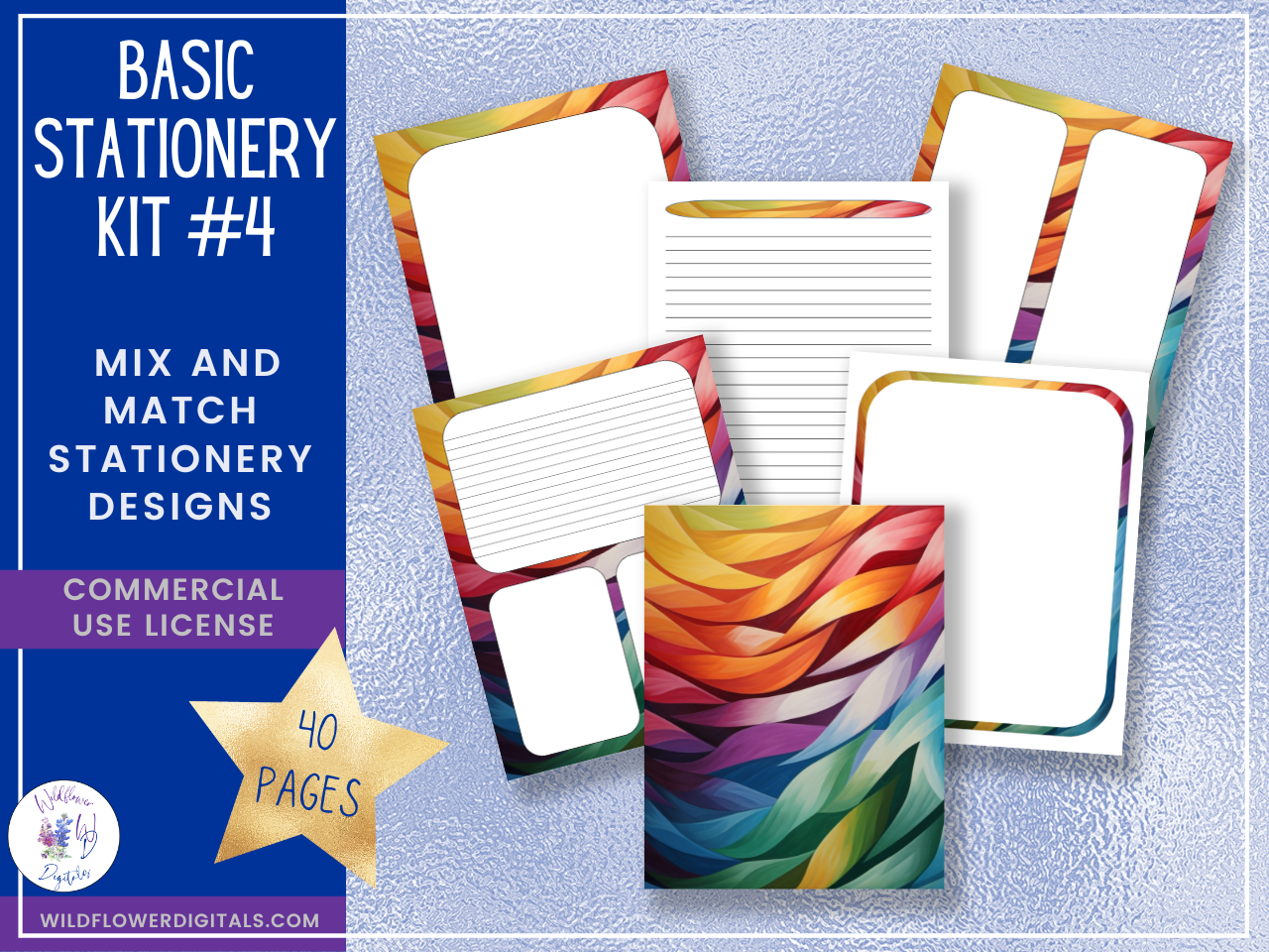 mockup of bundle for basic stationery kits 1-5 mix and match stationery designs