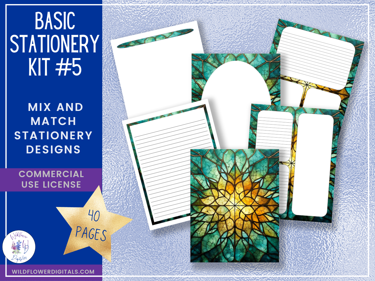 mockup of bundle for basic stationery kits 1-5 mix and match stationery designs