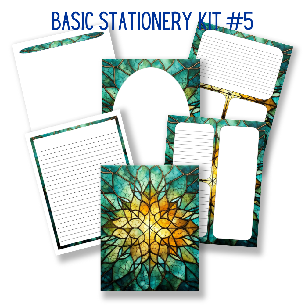 mockup of basic stationery kit 5 mix and match stationery designs