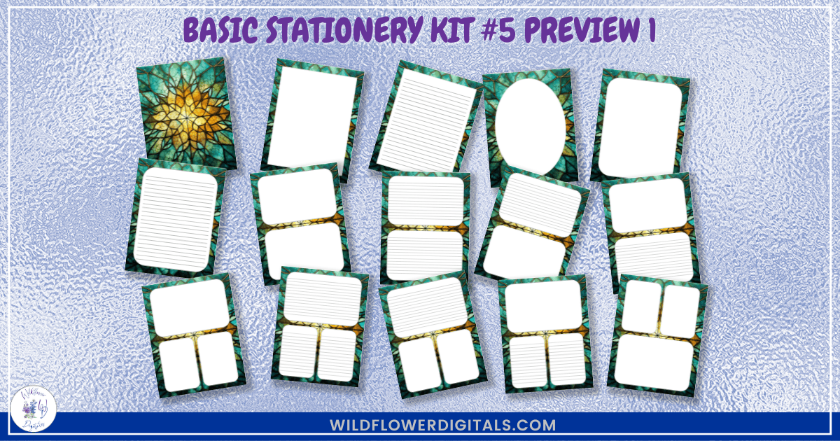 preview mockup of basic stationery kit 5 mix and match stationery designs
