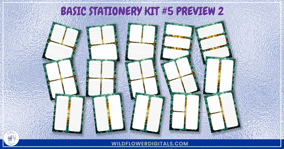 preview mockup of basic stationery kit 5 mix and match stationery designs