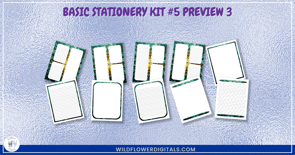 preview mockup of basic stationery kit 5 mix and match stationery designs