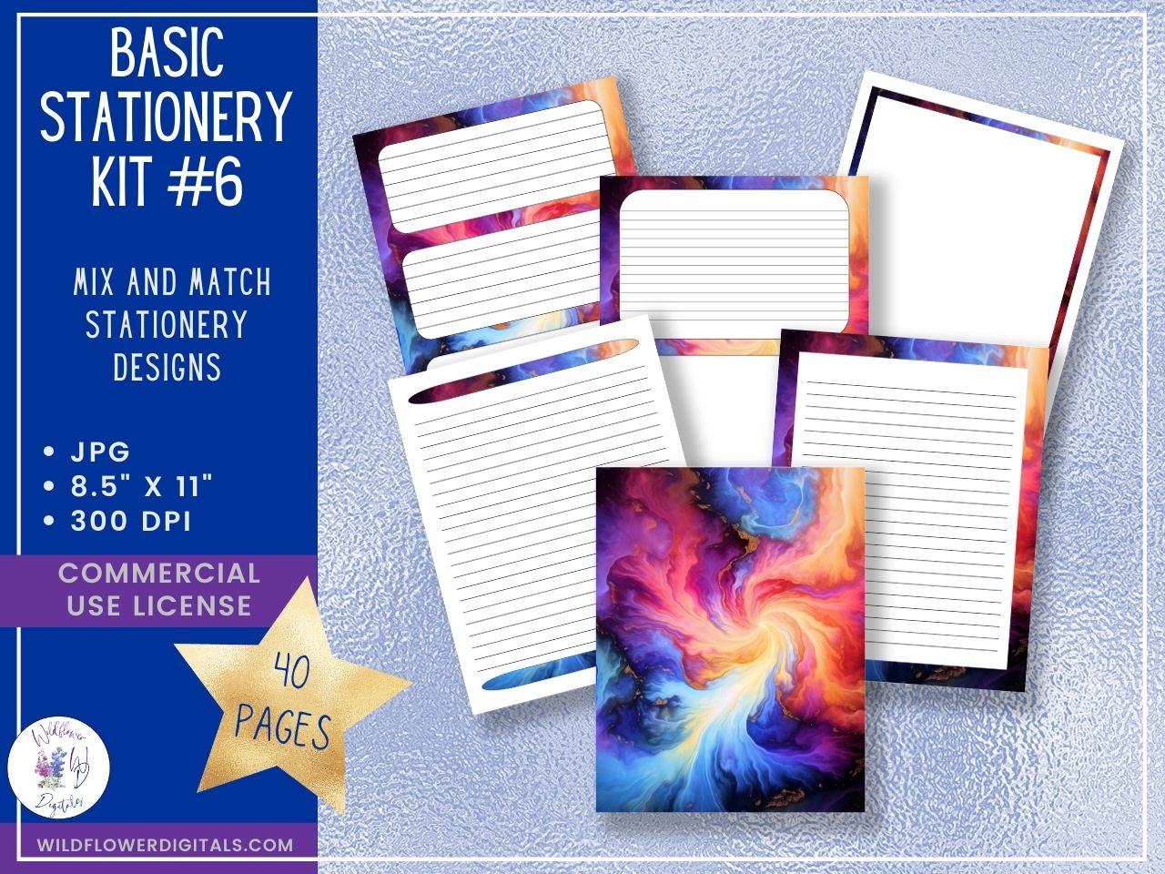 mockup of basic stationery kit 6 mix and match stationery designs
