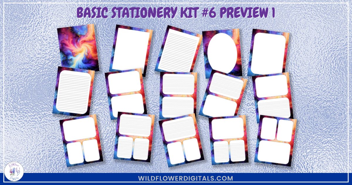 mockup of basic stationery kit 6 mix and match stationery designs