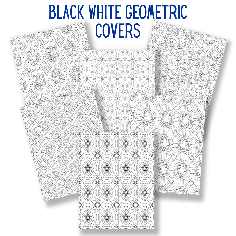 mockup of black white geometric covers digital papers mix and match