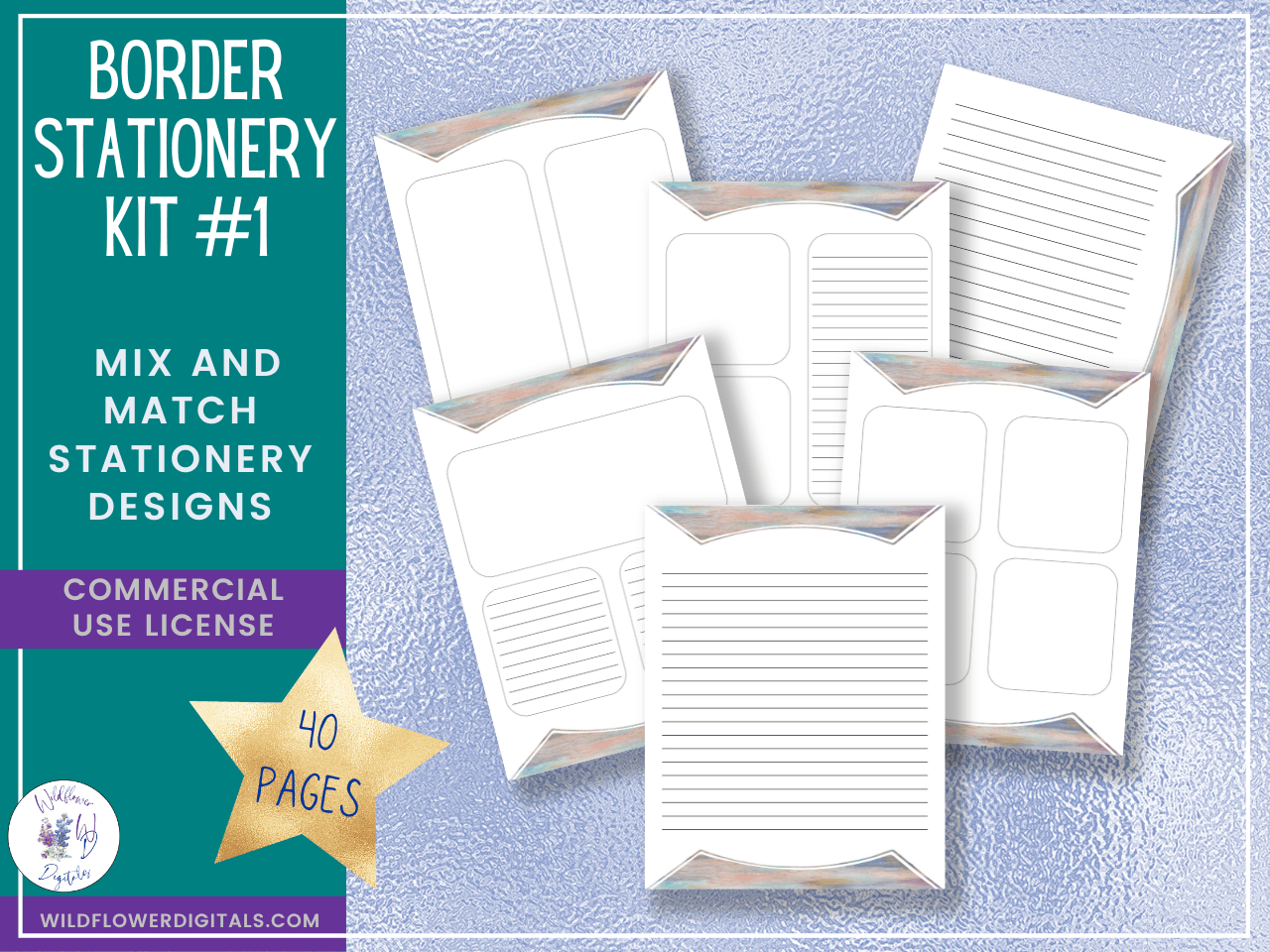 mockup of border stationery kit 1 mix and match stationery designs