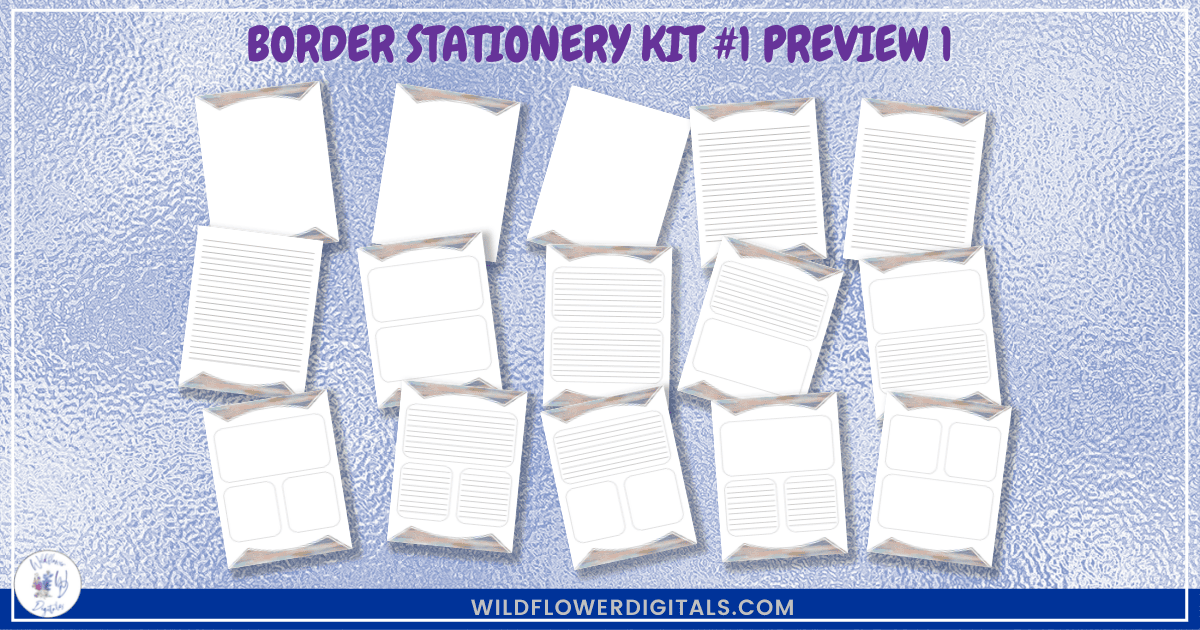 preview mockup of border stationery kit 1 mix and match stationery designs