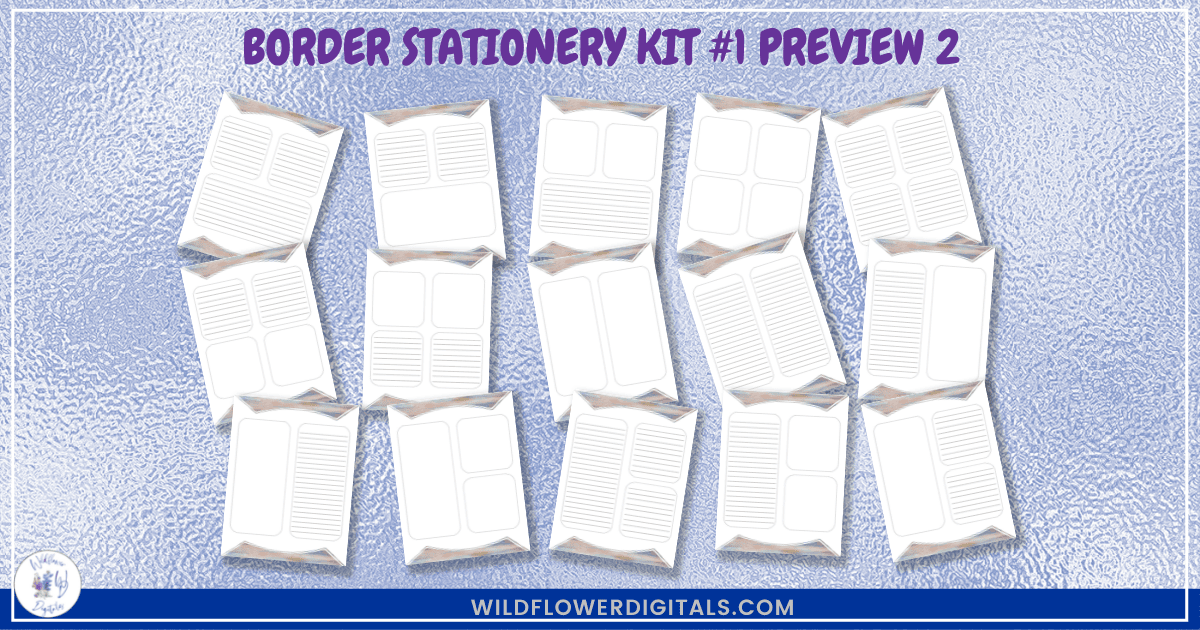 preview mockup of border stationery kit 1 mix and match stationery designs