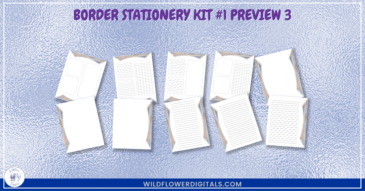 preview mockup of border stationery kit 1 mix and match stationery designs
