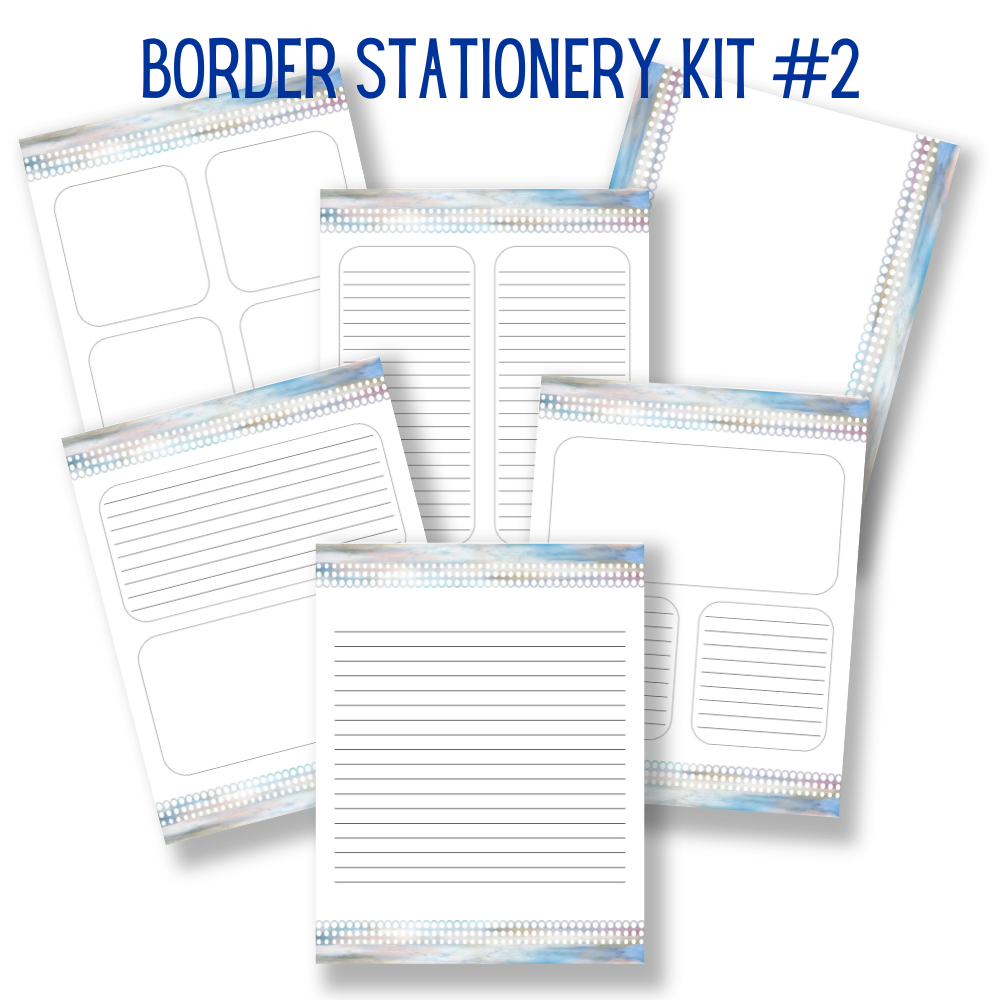 mockup of border stationery kit 2 mix and match stationery designs