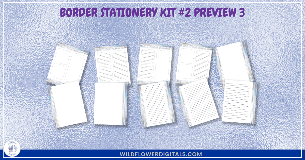 preview mockup of border stationery kit 2 mix and match stationery designs