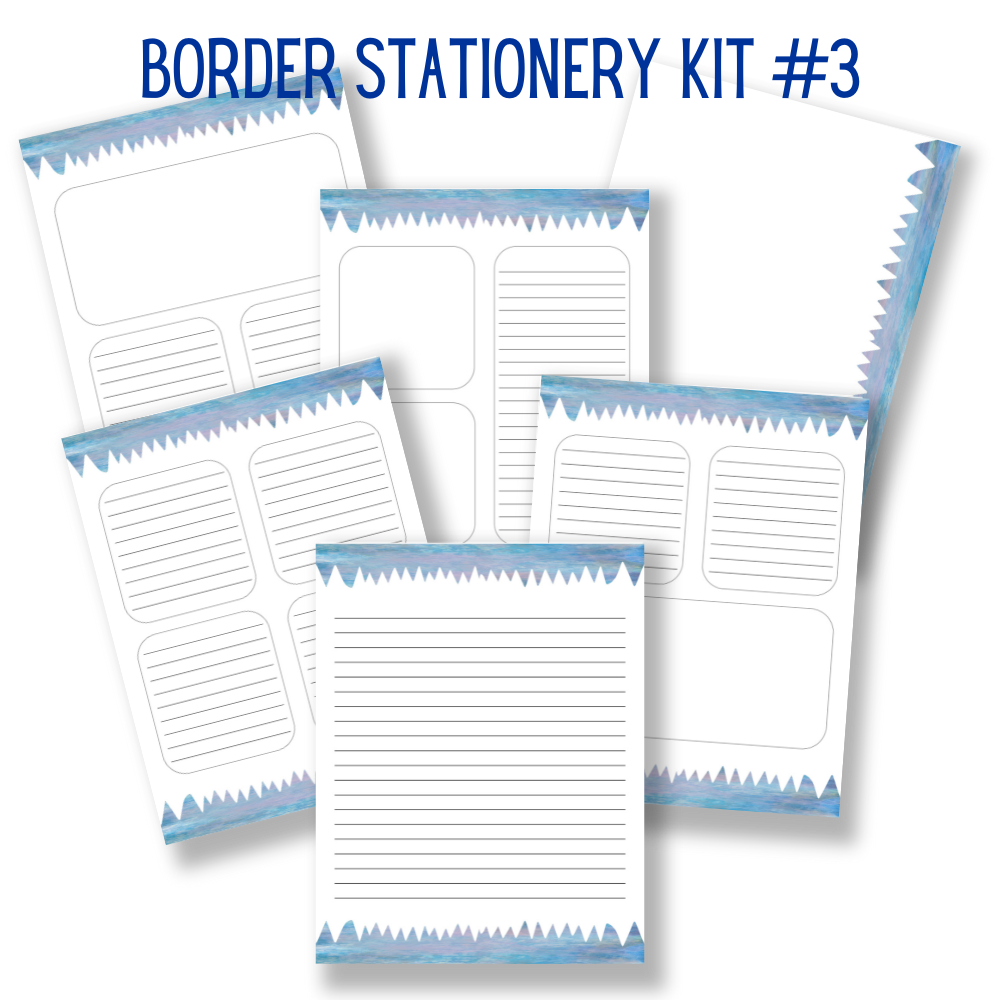 mockup of border stationery kit 3 mix and match stationery designs