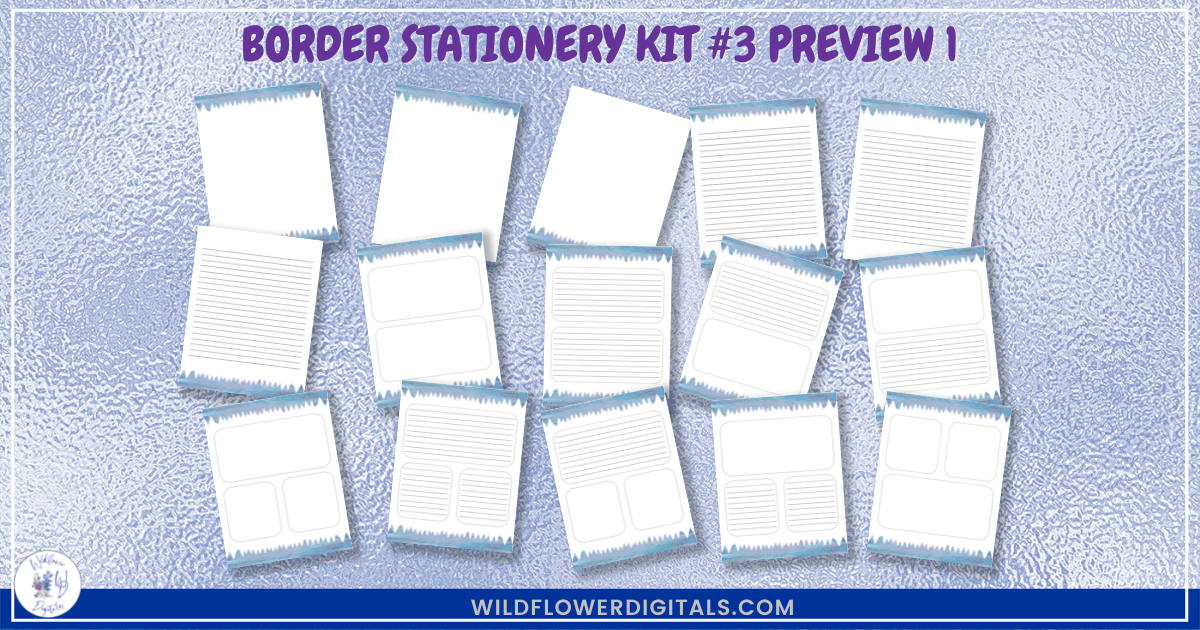 preview mockup of border stationery kit 3 mix and match stationery designs