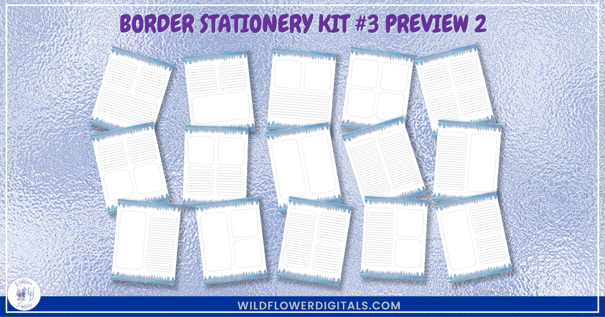 preview mockup of border stationery kit 3 mix and match stationery designs