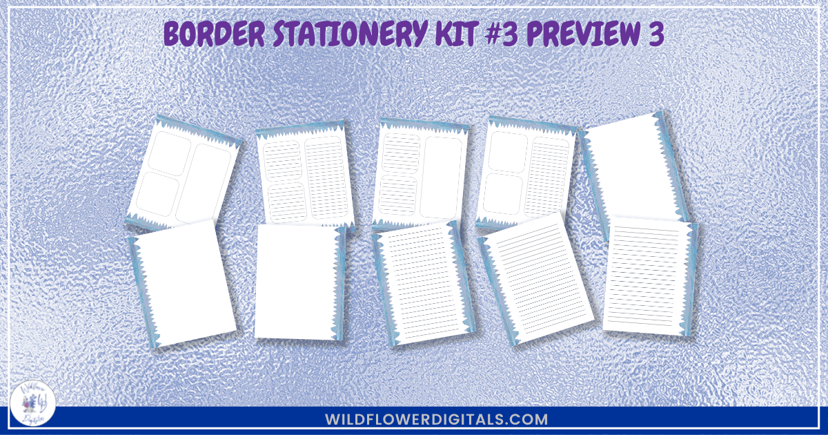 preview mockup of border stationery kit 3 mix and match stationery designs