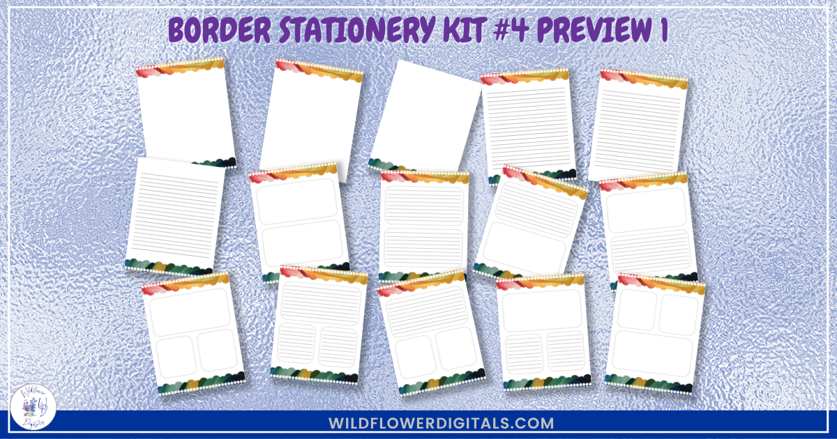 preview mockup of border stationery kit 4 mix and match stationery designs