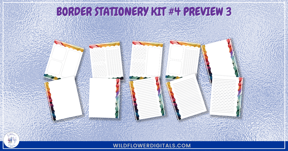 preview mockup of border stationery kit 4 mix and match stationery designs