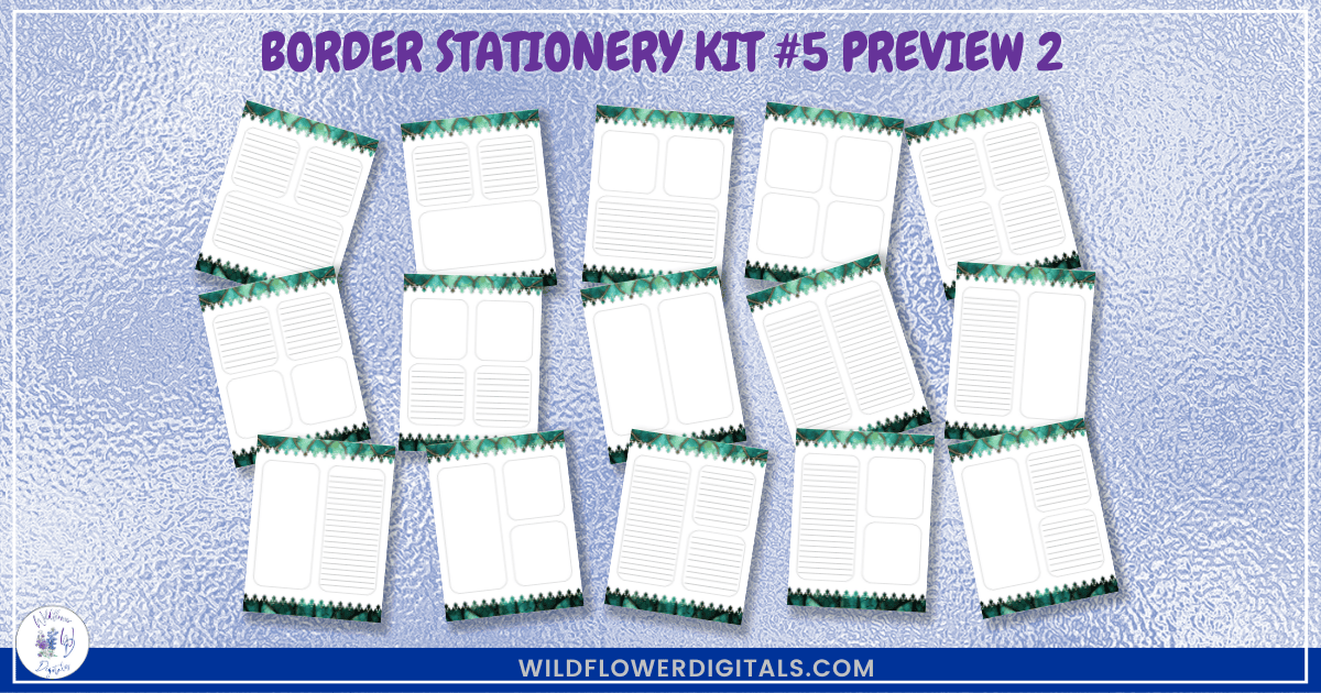 preview mockup of border stationery kit 5 mix and match stationery designs