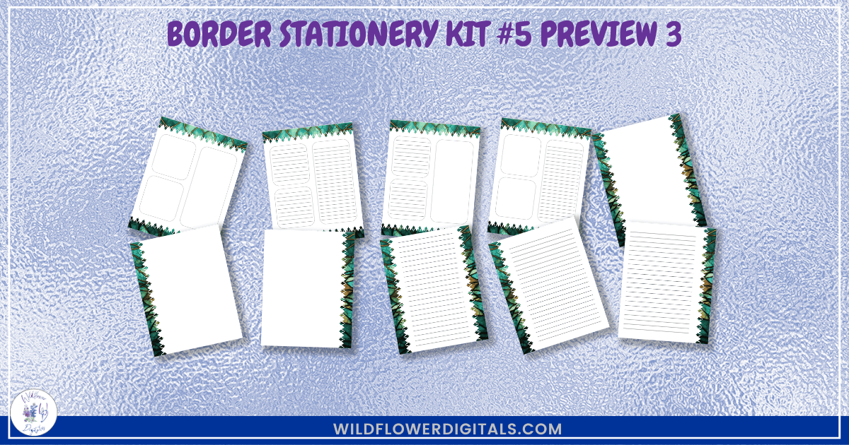 preview mockup of border stationery kit 5 mix and match stationery designs