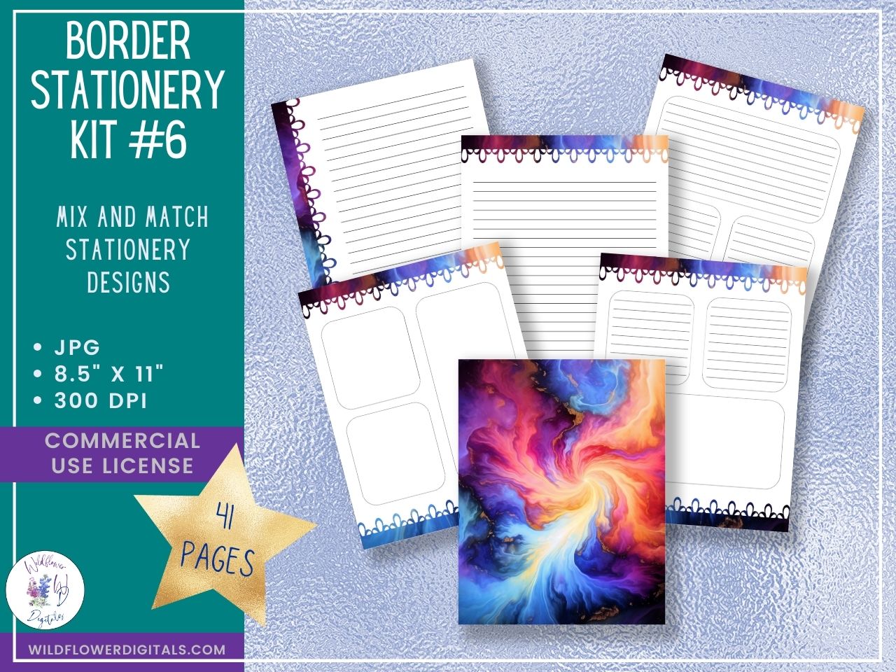 mockup of border stationery kit 6 mix and match stationery designs