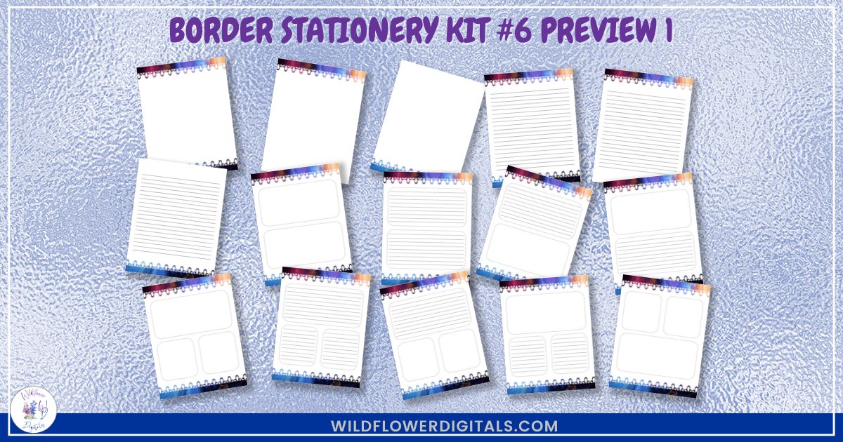 mockup of border stationery kit 6 mix and match stationery designs