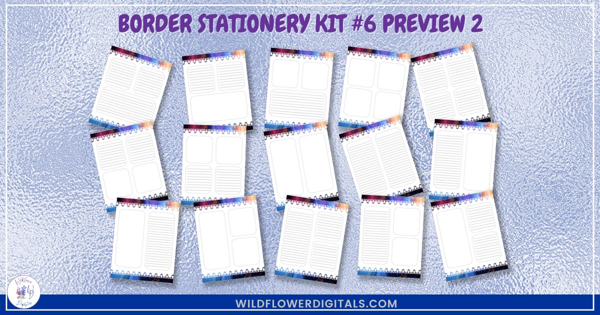 mockup of border stationery kit 6 mix and match stationery designs