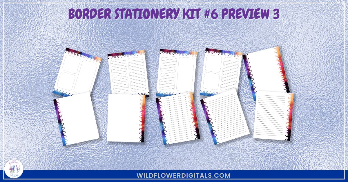 mockup of border stationery kit 6 mix and match stationery designs