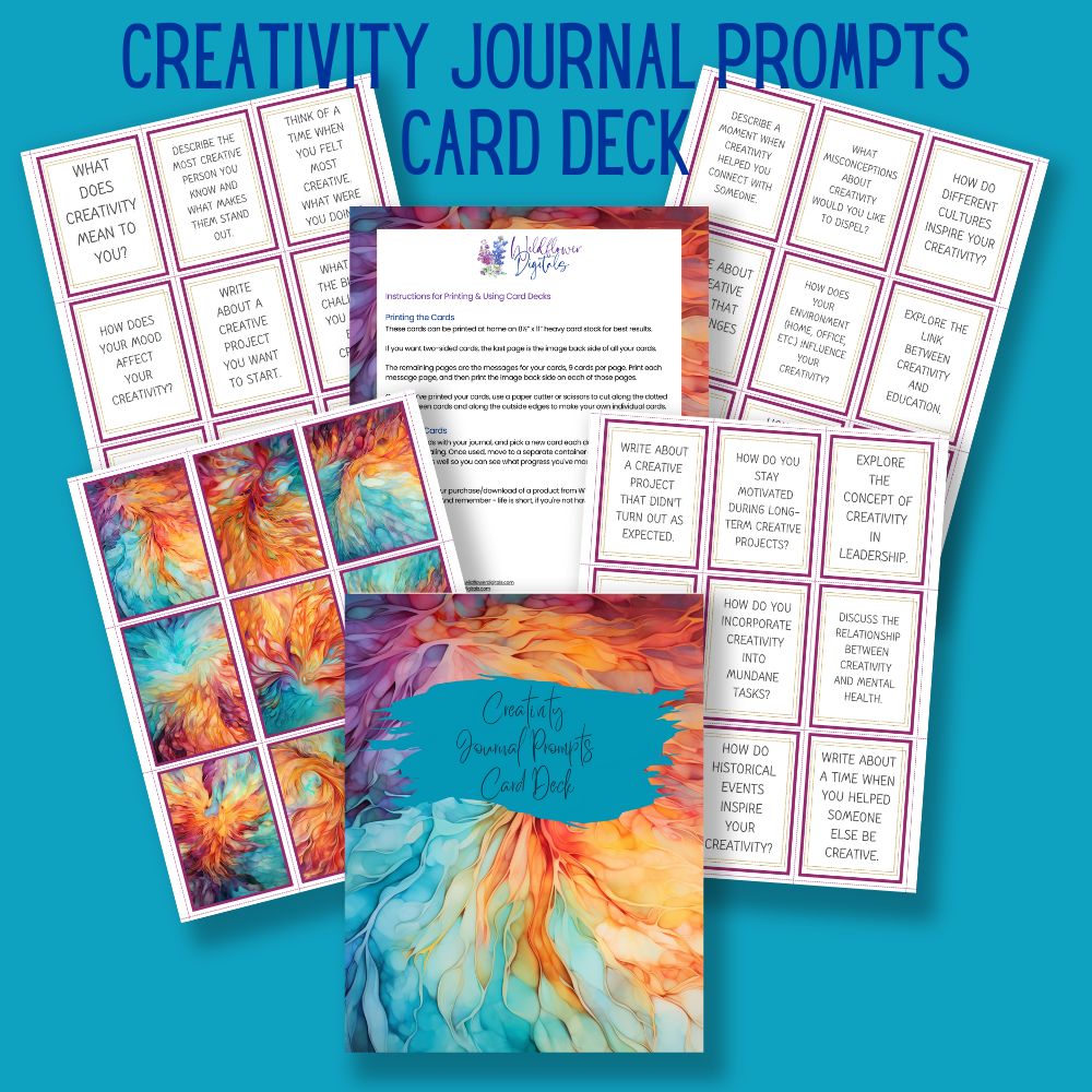 mockup of journal prompts card deck