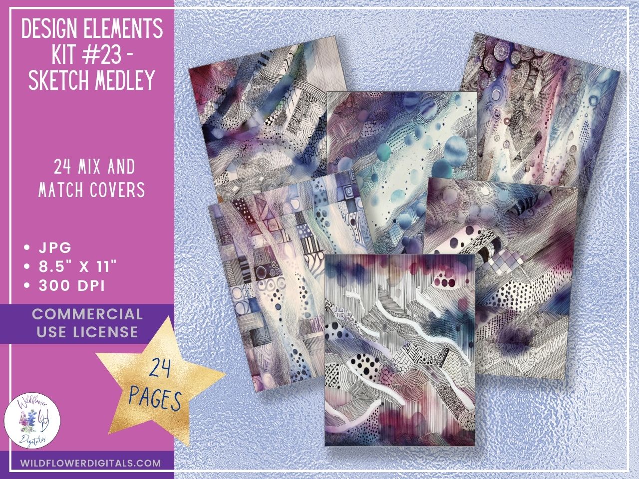mockup of design elements club digital papers stationery mix and match membership
