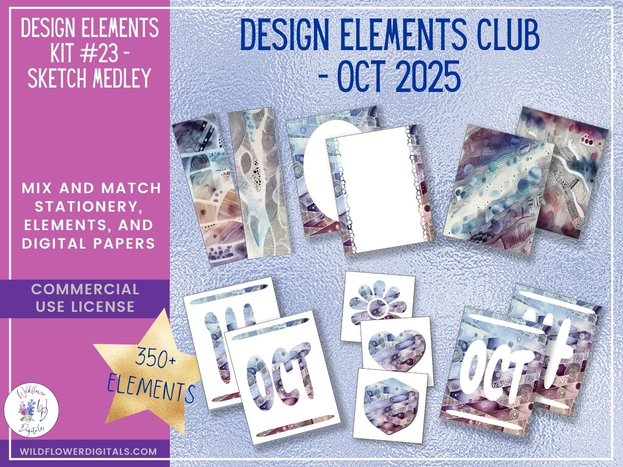 mockup of design elements club digital papers stationery mix and match membership