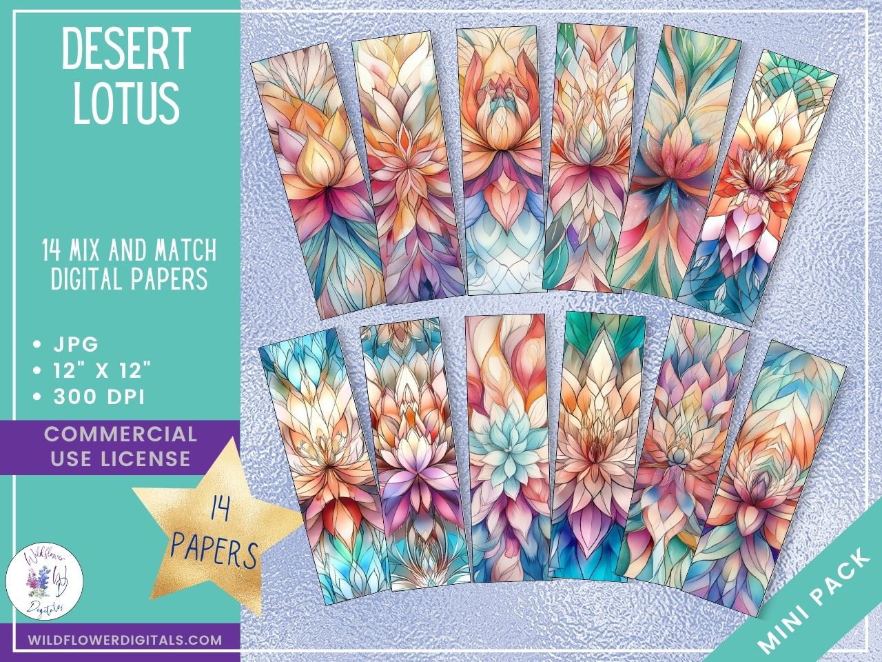mockup of desert lotus digital papers mix and match papers