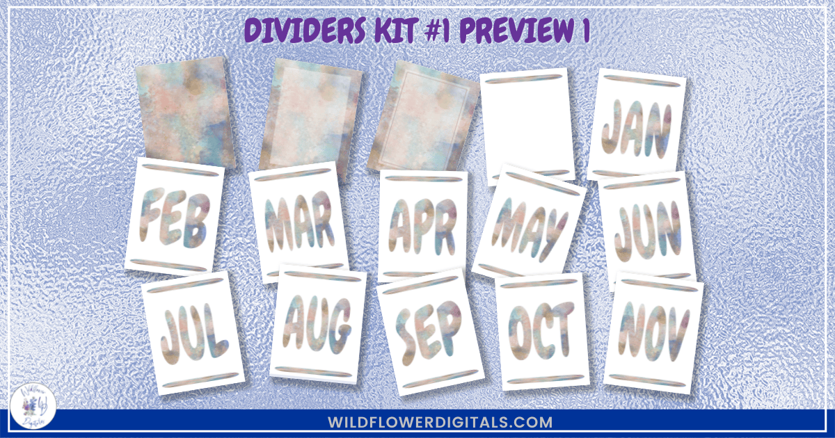 preview mockup of dividers kit 1 mix and match divider pages stationery designs