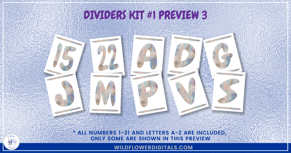 preview mockup of dividers kit 1 mix and match divider pages stationery designs