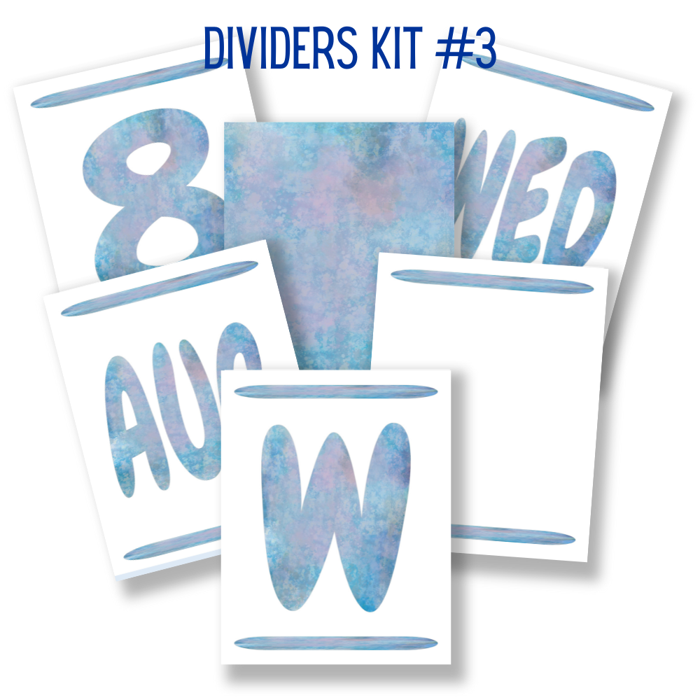 mockup of dividers kit 3 mix and match divider pages stationery designs