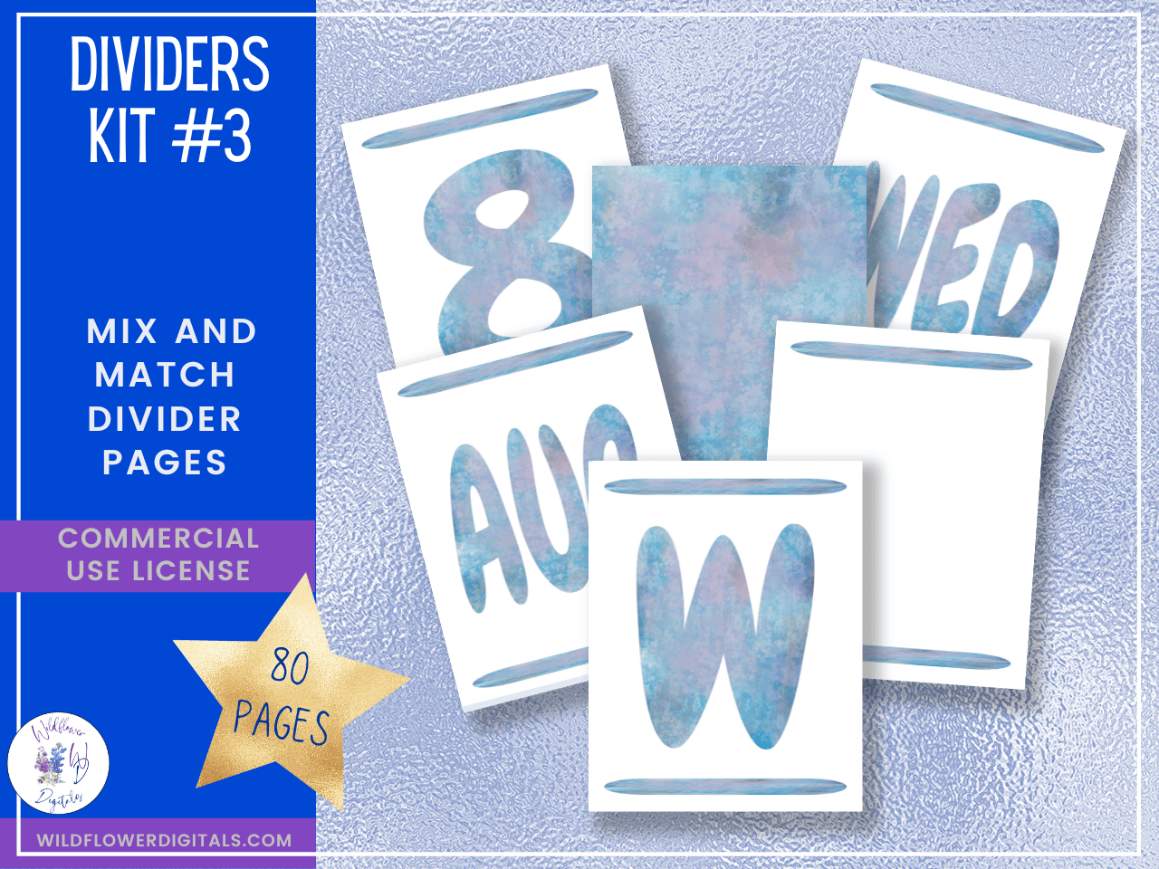 mockup of bundle for divider kits 1-5 mix and match stationery designs