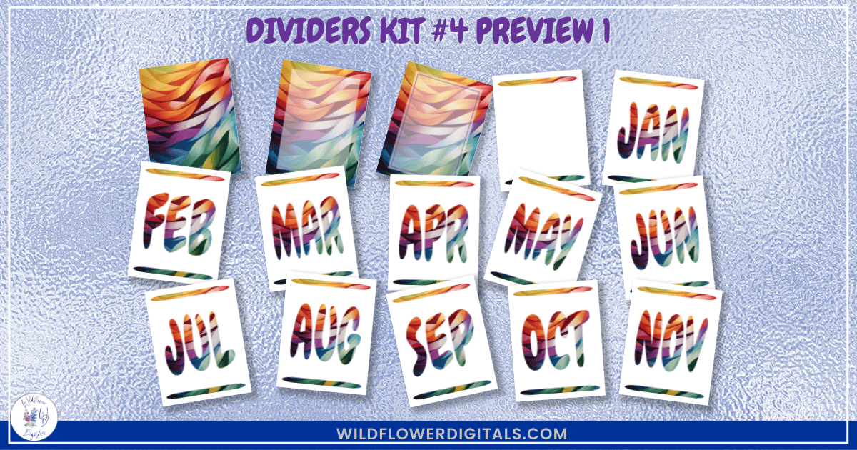 preview mockup of dividers kit 4 mix and match divider pages stationery designs