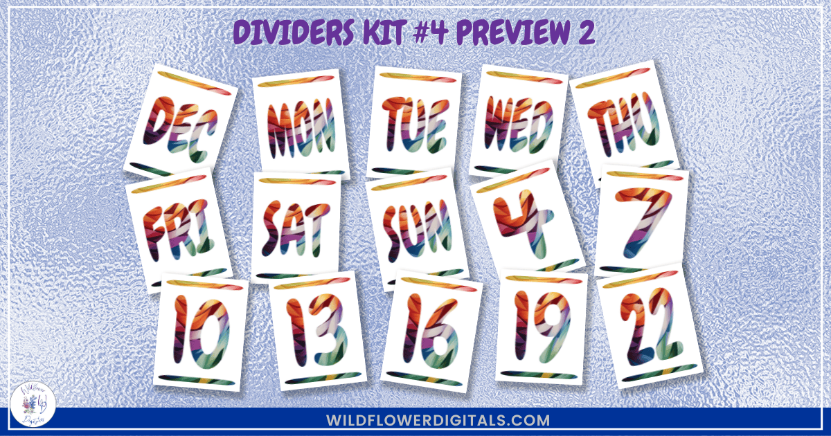 preview mockup of dividers kit 4 mix and match divider pages stationery designs