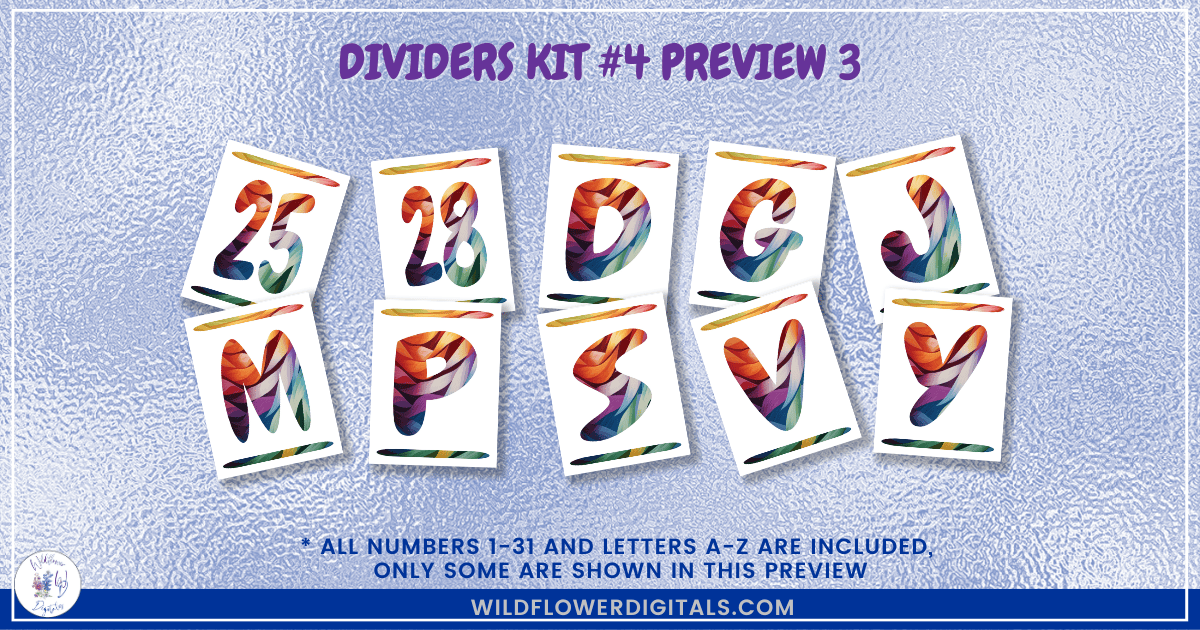 preview mockup of dividers kit 4 mix and match divider pages stationery designs