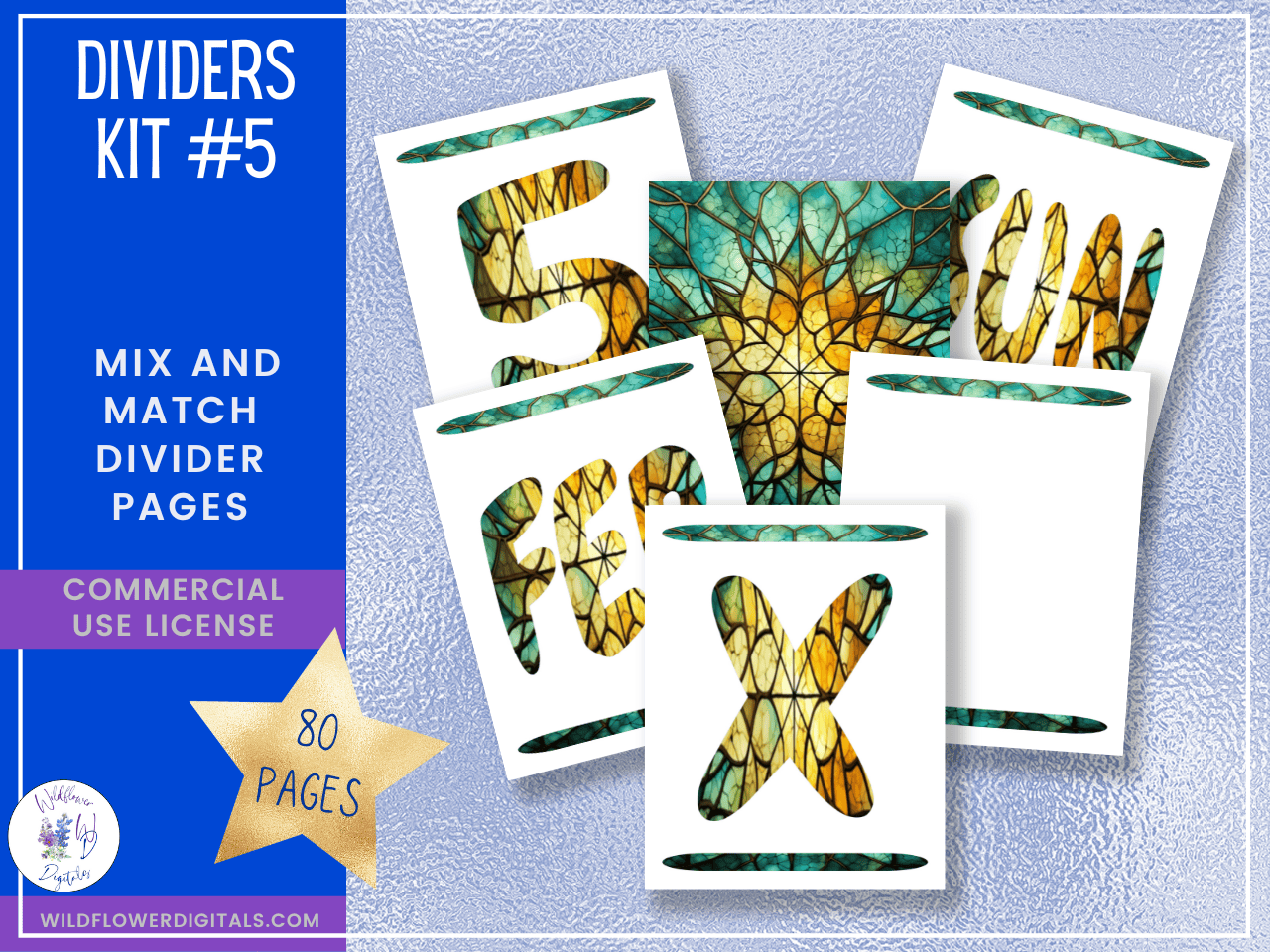 mockup of bundle for divider kits 1-5 mix and match stationery designs
